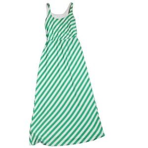 Susana Monaco Sleeveless Tank Green & White Striped Maxi Stretch Dress